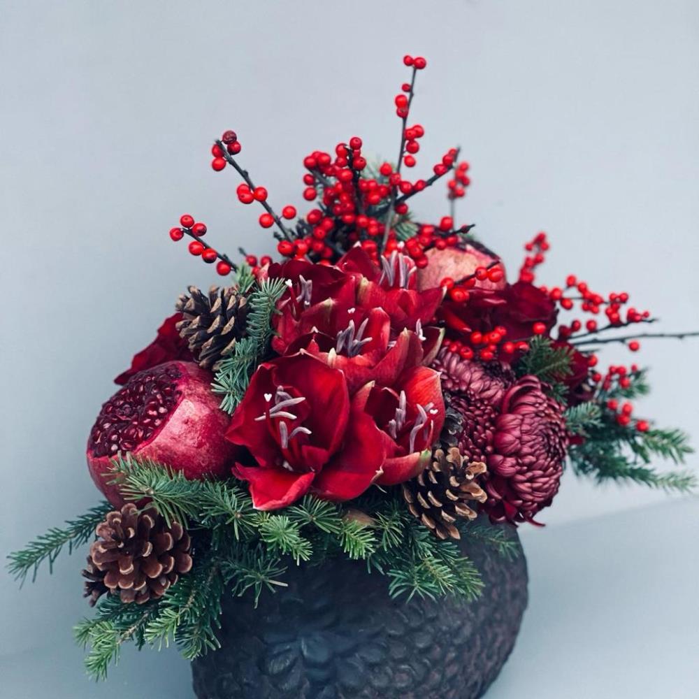 Red Arrangement With Pomegranate 